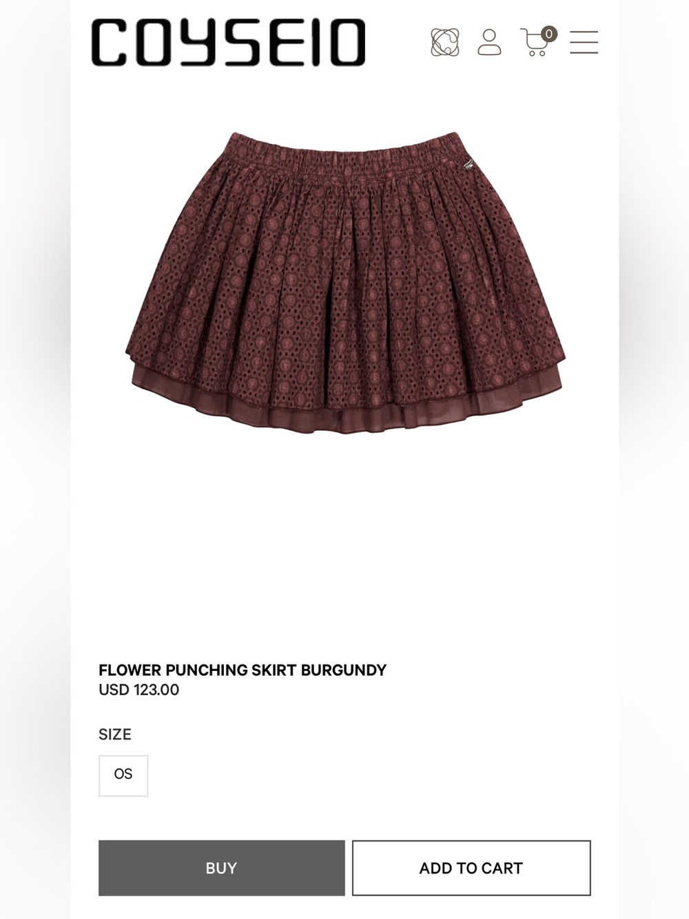 COYSEIO Flower Punching Skirt Burgundy